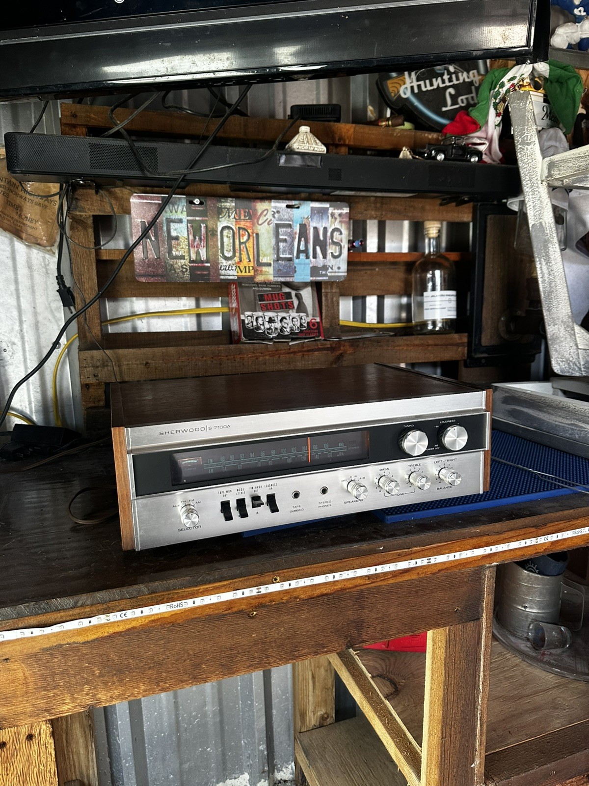 Vintage Sherwood S-7100A AM/FM Stereo Receiver Walnut Tested Working