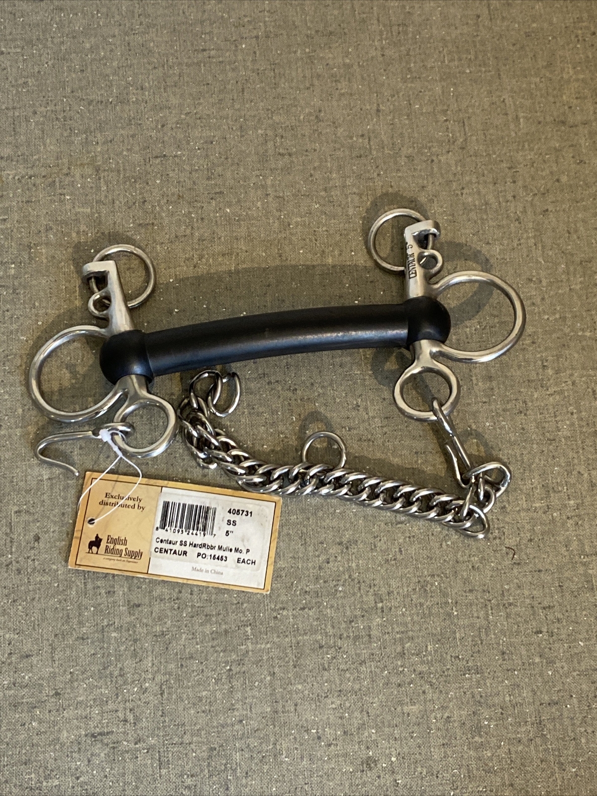 Centaur SS Hard Rubber Mulle Mouth 5” Horse Equine English Bit 405731 New