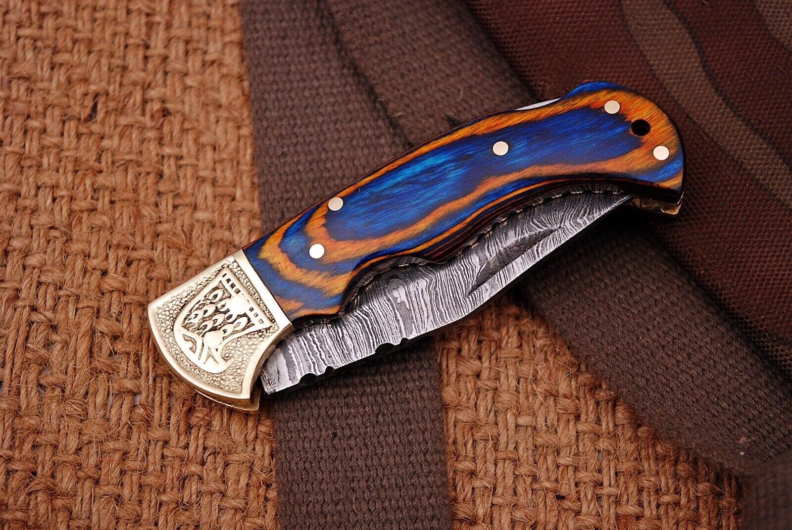 SHARD™ CUSTOM HAND FORGED DAMASCUS STEEL SURVIVAL HUNTING FOLDING POCKET KNIFE