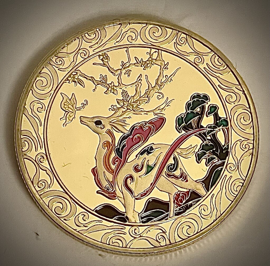 Reindeer-Elk-Deer Challenge Coin-Gold Colored-Hearts-Love-New
