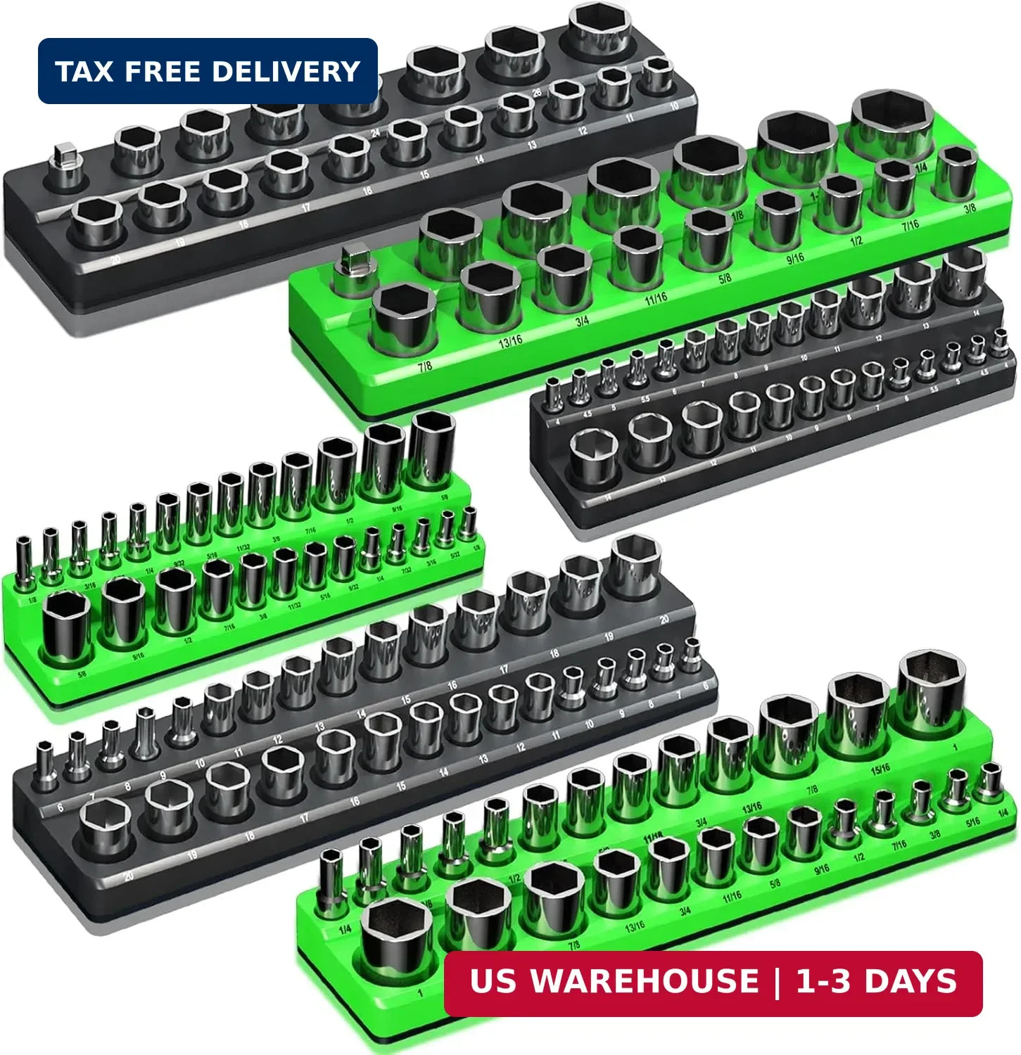 Magnetic Socket Organizer Holder Set For Tool Box Drawer, Toolbox Organization I