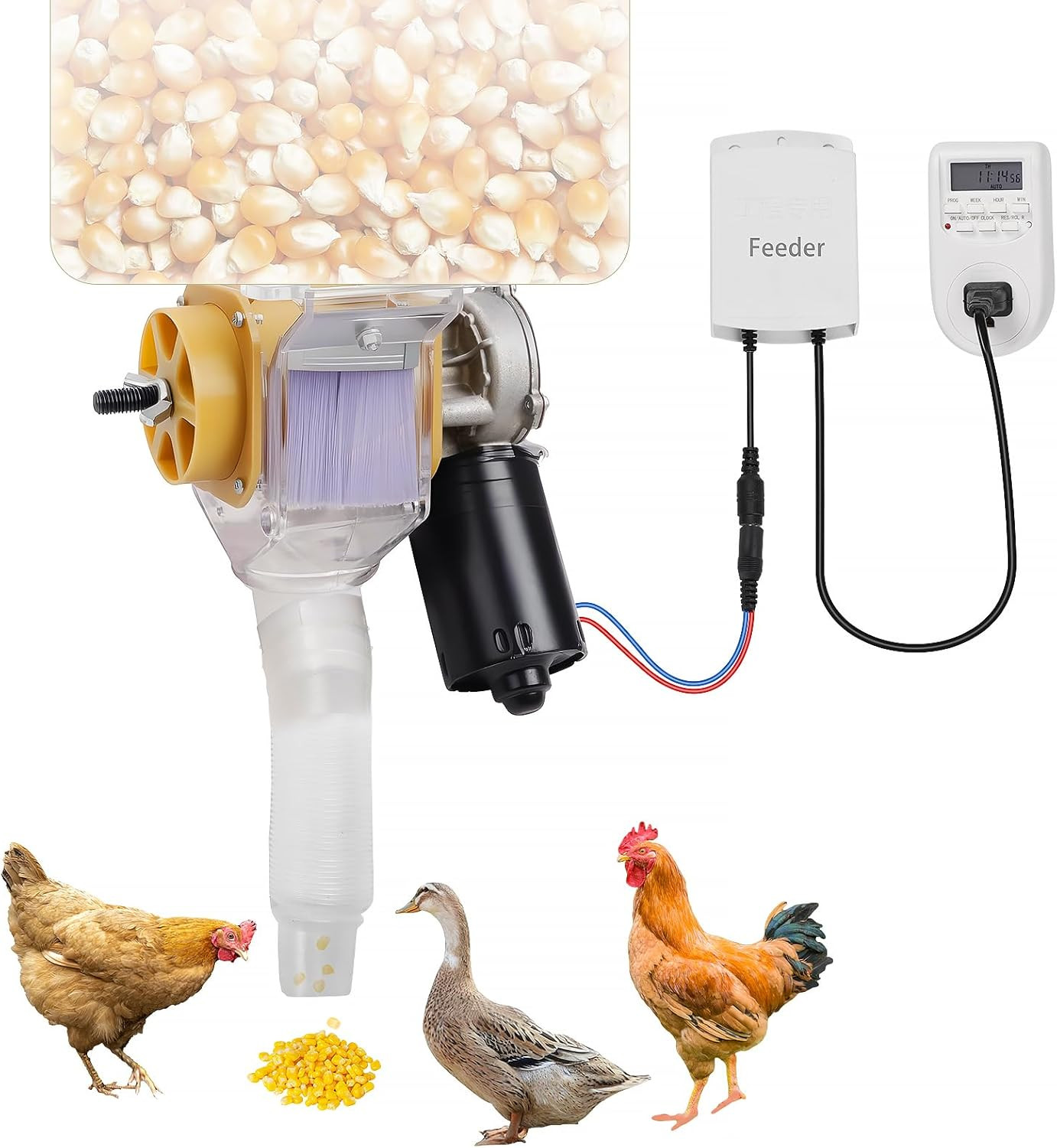 Automatic Poultry Feeder，16 Groups Automatic Chicken Feeder，Timed Feeder for Chi
