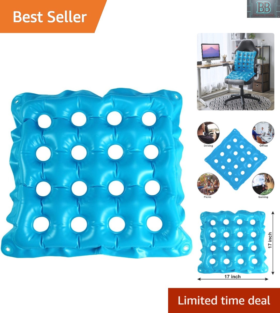 Portable 19" Air Vent Cushion - Adjustable & Durable for Office and Travel Use