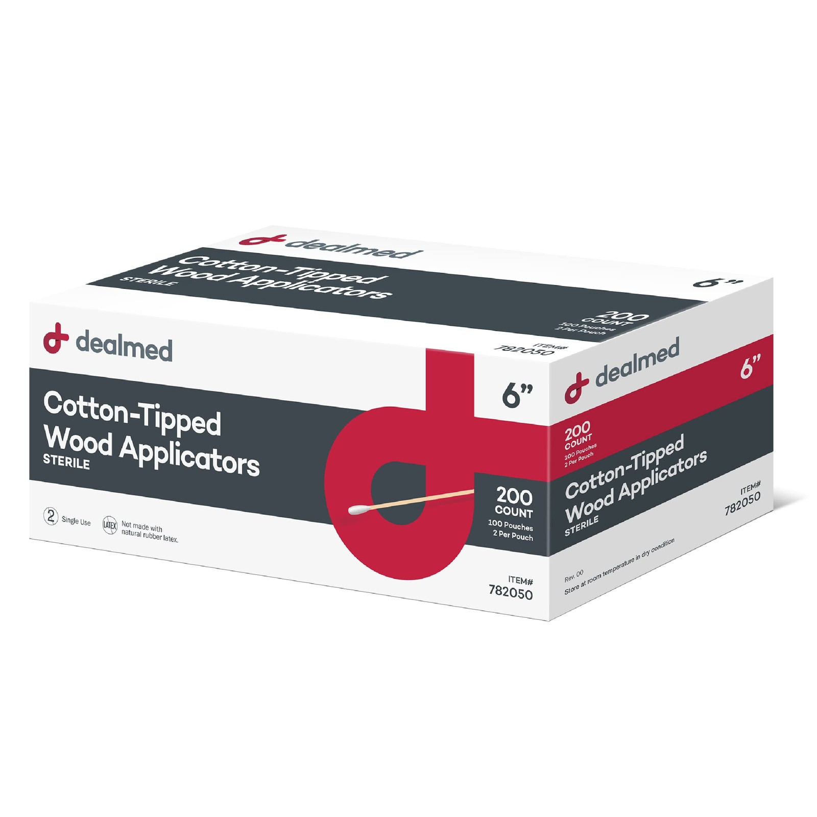 Dealmed 6 Cotton-Tipped Wood Applicators – 200 Sterile Cotton-Tipped