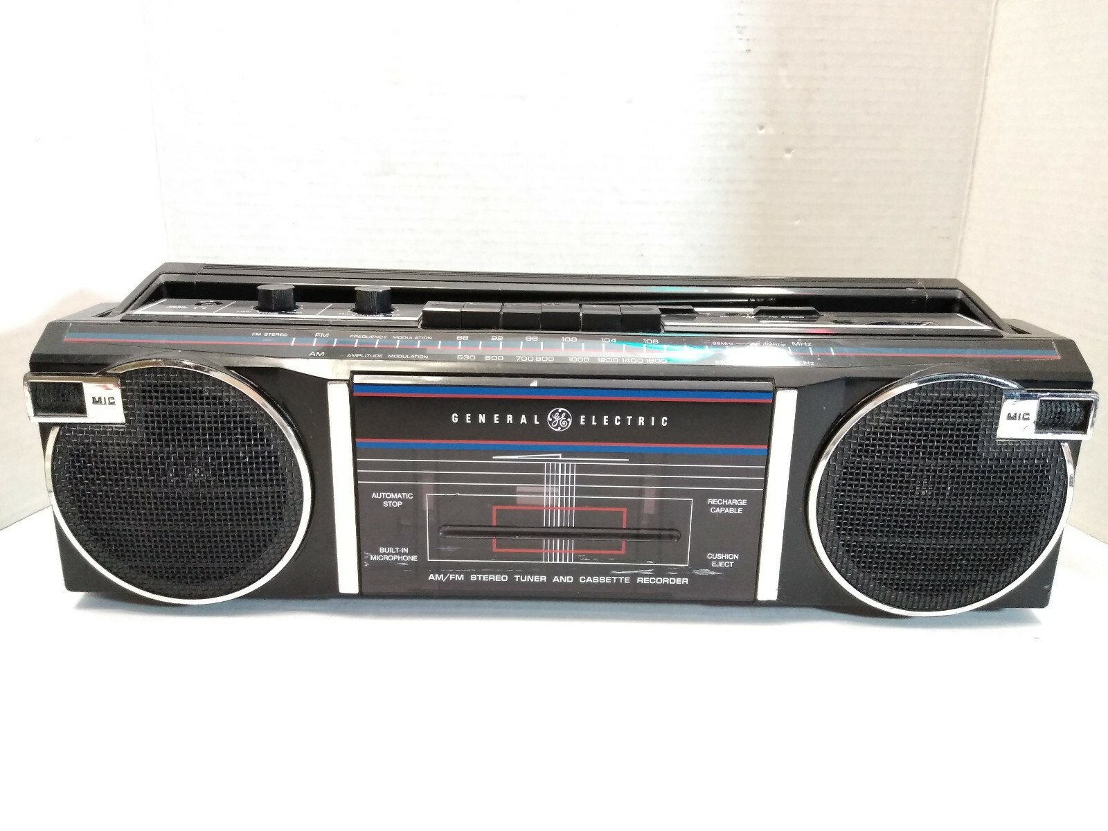 General Electric Boombox Radio Single Cassette 3-5623A BLK Vintage 80 GE Stereo