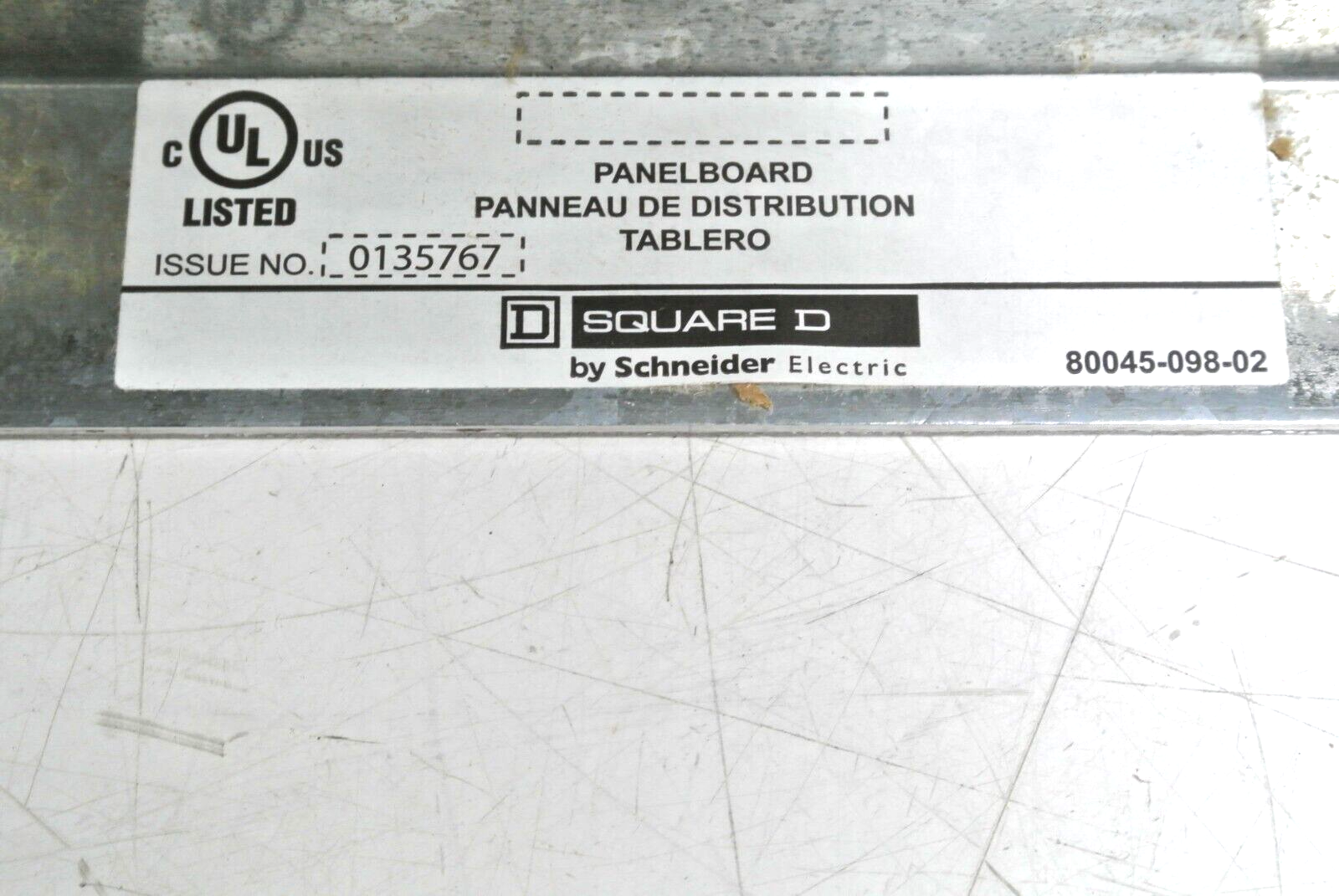 Square D Panel Box 120/240V 1Ph 3W 60Hz 100A