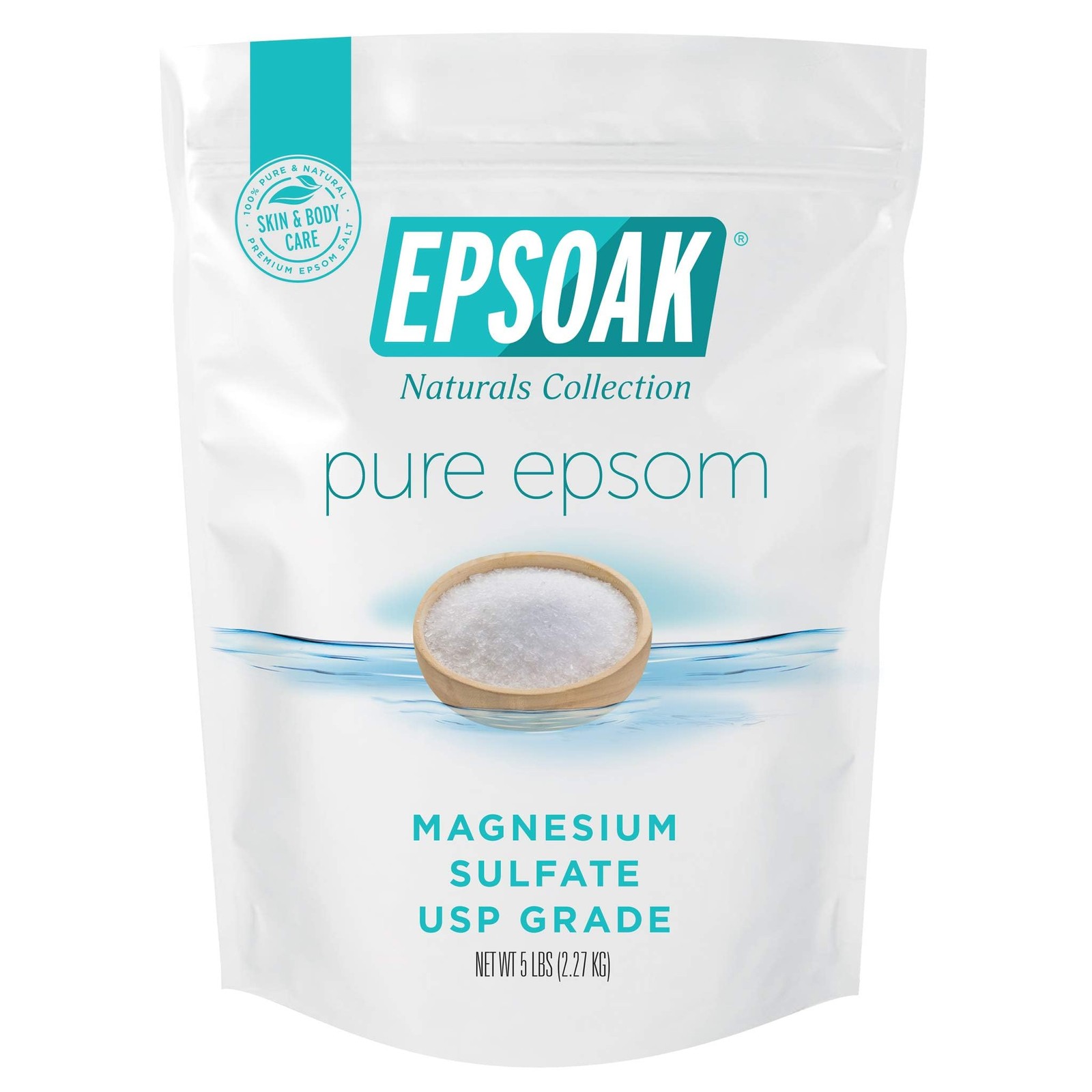 Epsoak Epsom Salt 5 lb. Magnesium Sulfate USP Resealable Bag Unscented