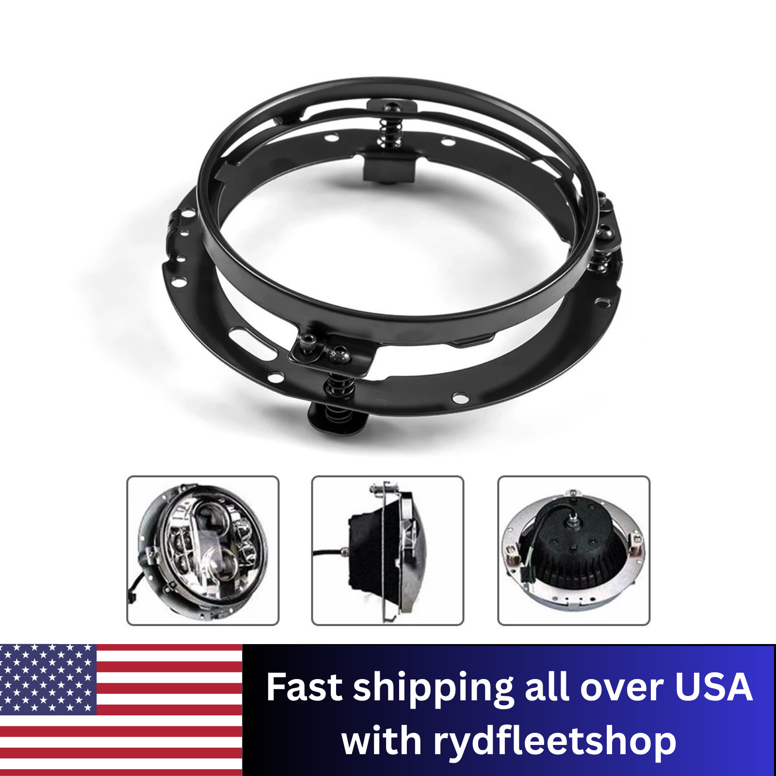 7inch Motorcycle LED Headlight Mounting Bracket Round Ring Headlamp Mount Lamp H