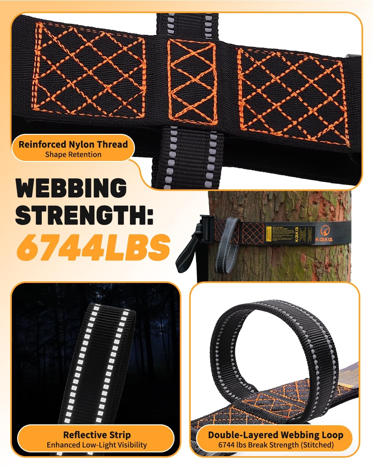 3 Pcs Heavy-Duty Tree Stand Harness Strap, Quick-Connect Treestrap for Tree S...