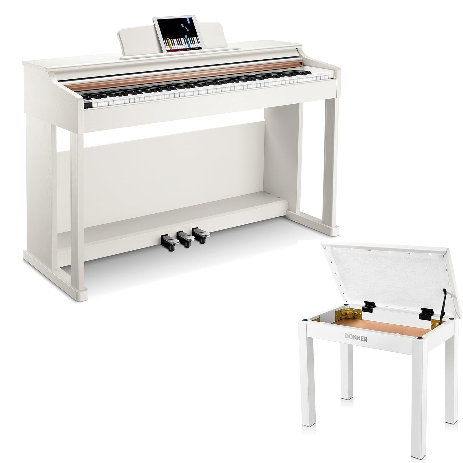 Donner DDP-100 Digital Piano White with Bench