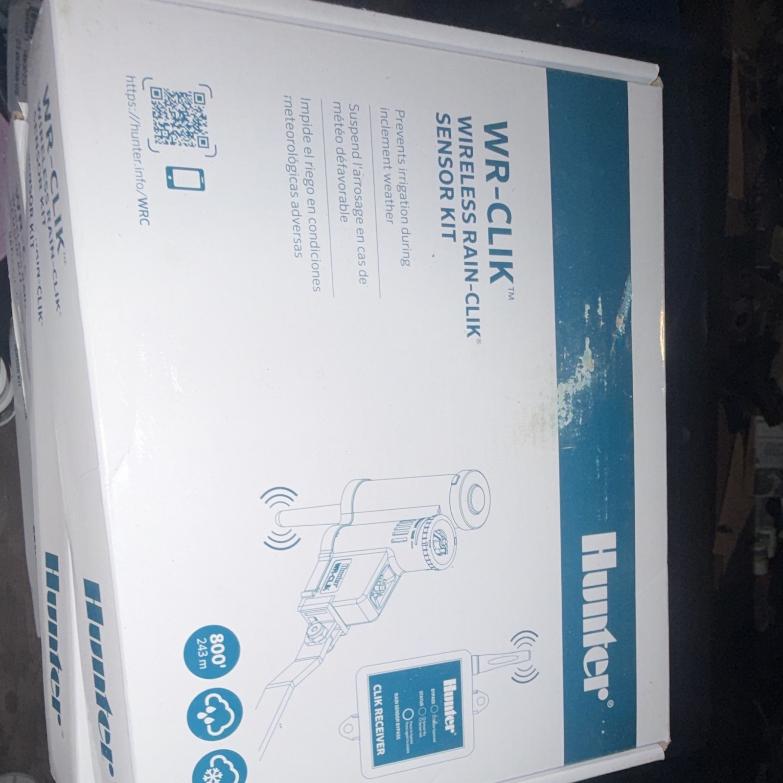 Hunter WR-CLIK Wireless Rain Sensor Kit, Automatic Control, White/Blue Plastic
