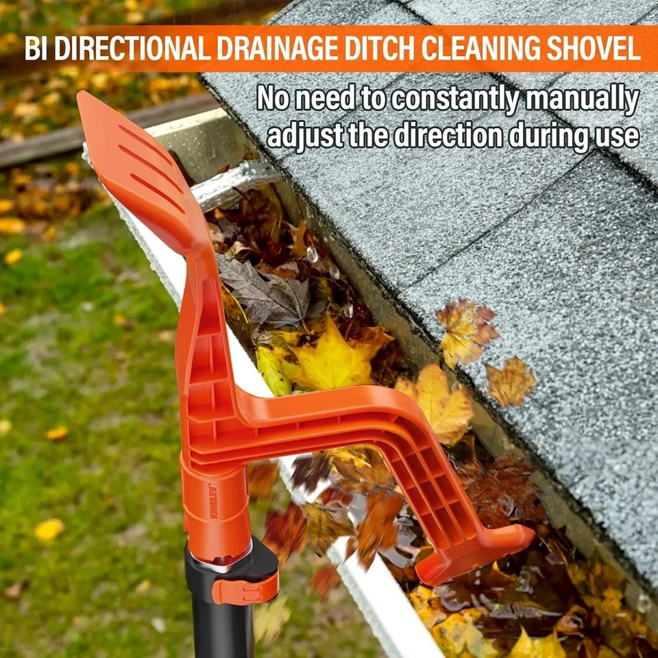 Gutter Cleaning Tool with Threaded, Cleaner, Mini Rake, Clean Orange