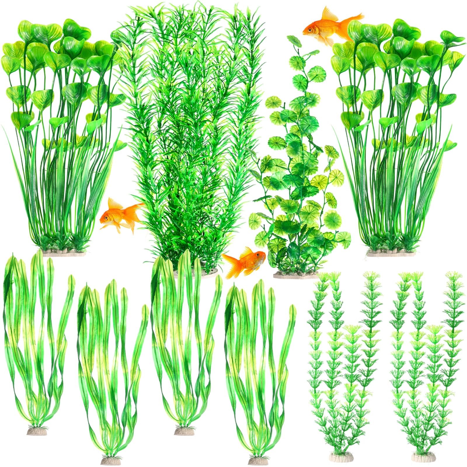 10 Pcs Large Aquarium Artificial Plants Decorations Tall Plastic Fish Tank Pl...
