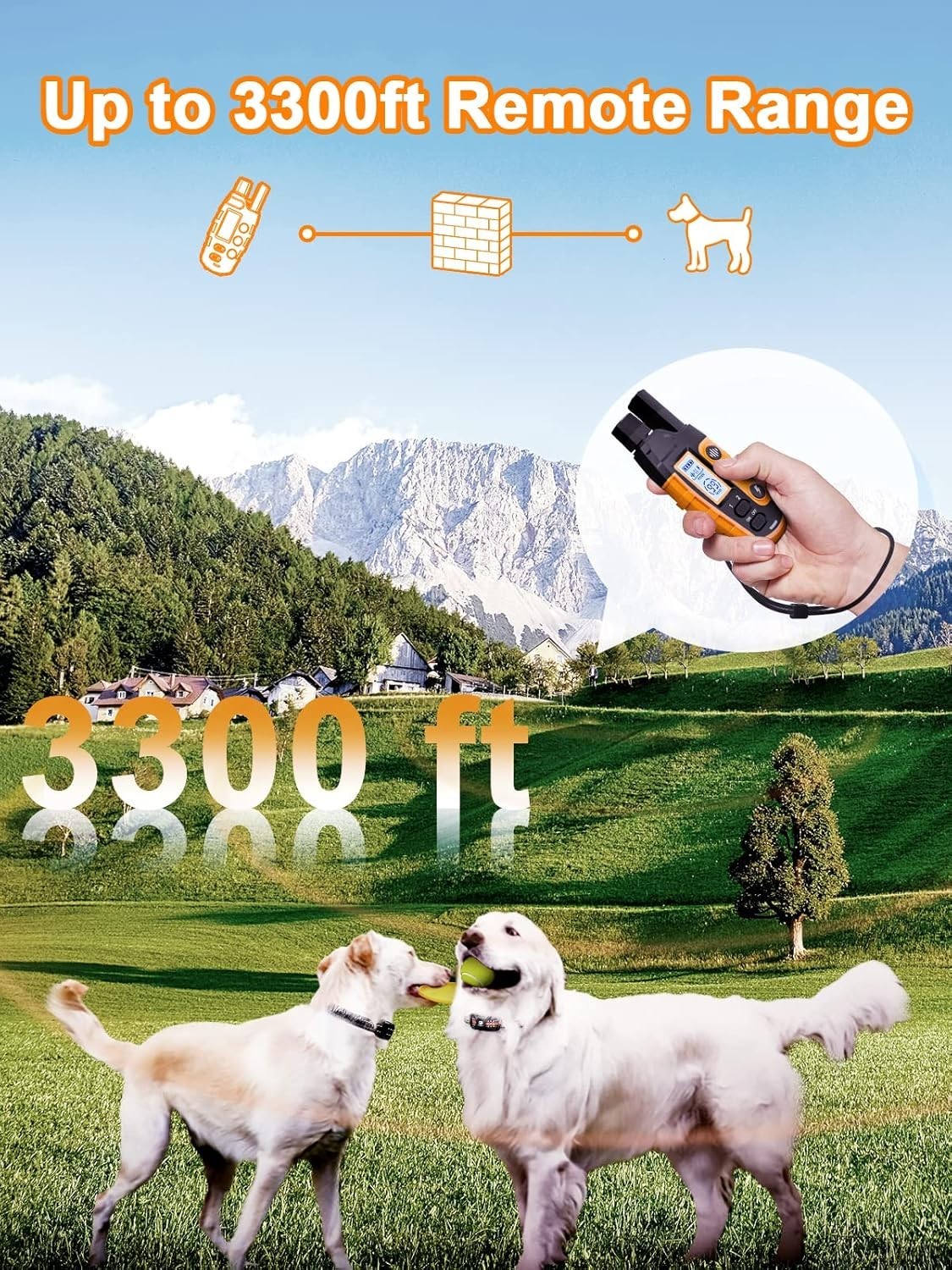 3300 ft Waterproof Dog Shock Collar for 2 Dogs - Beep, Vibration, Shock Modes