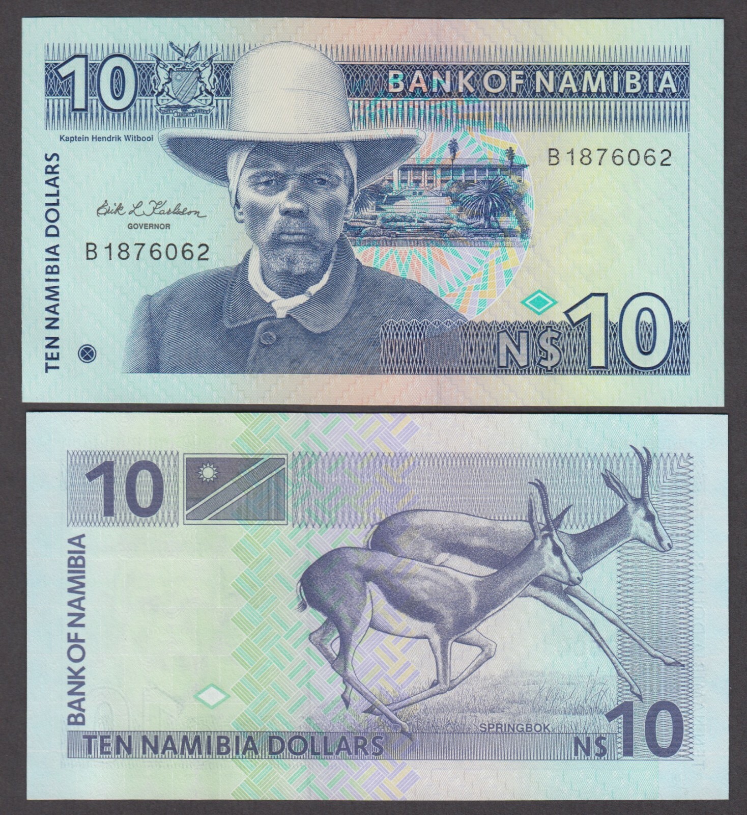 NAMIBIA P.1 10 DOLLARS PFX B SPRINGBOK UNCIRCULATED LOW SHIPPING WE COMBINE 2102