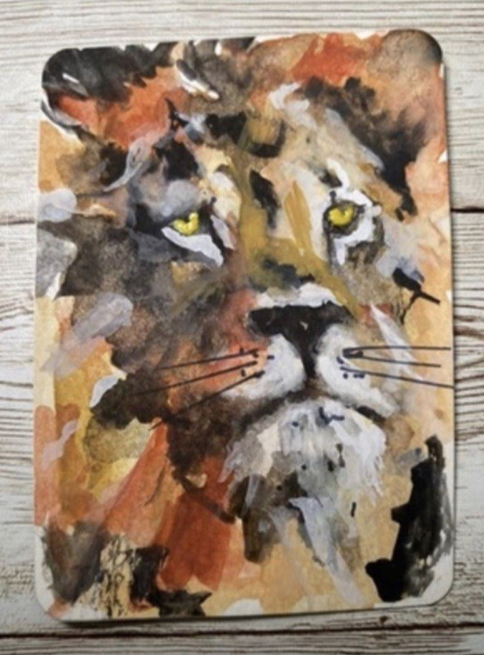 ACEO Original Art Card VICTORIOUS! Mini 2.5 x 3.5" Original Artist Trading Card