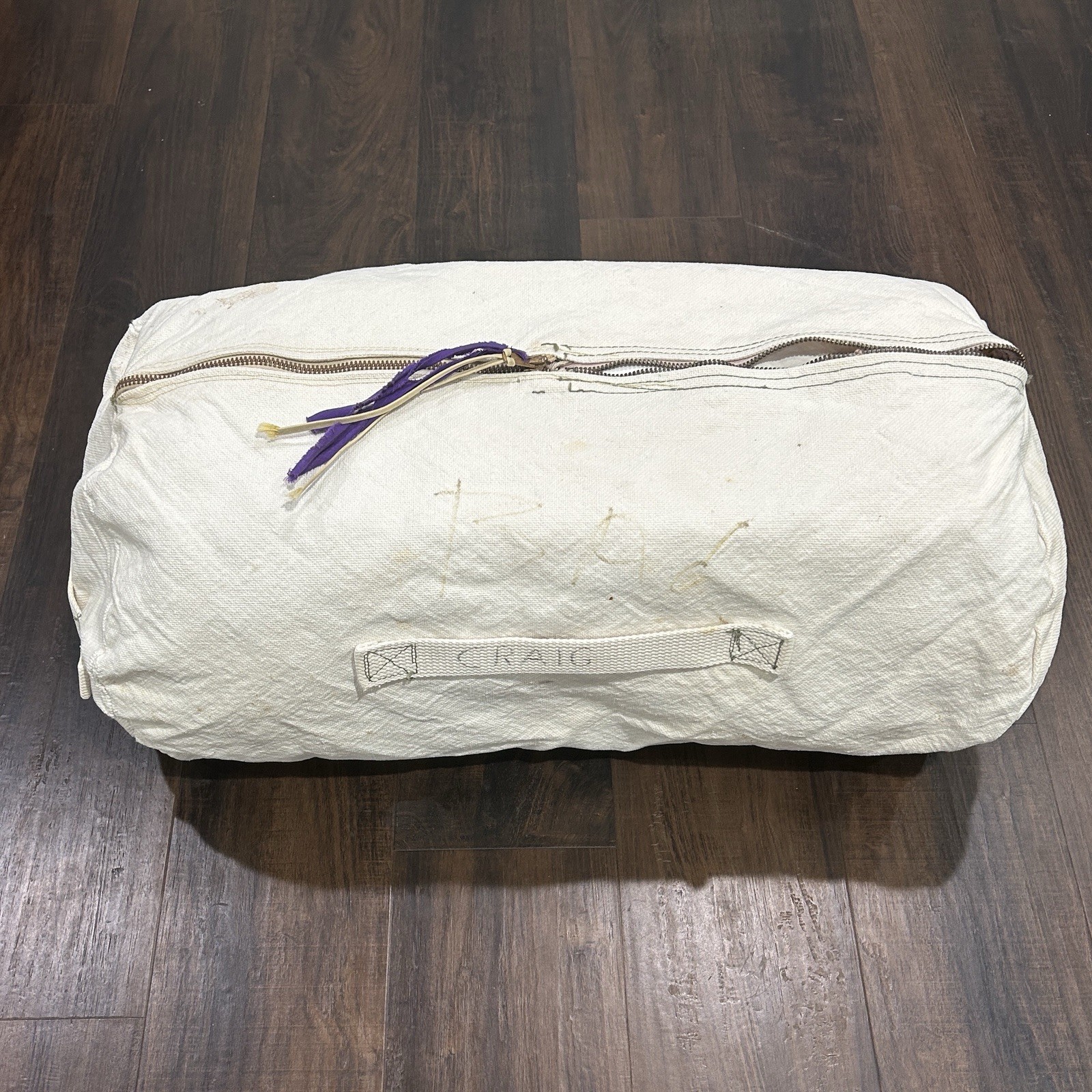 True Vintage - 40’s WWII Aviator / Navy Sea - White Heavy Canvas Duffle Bag