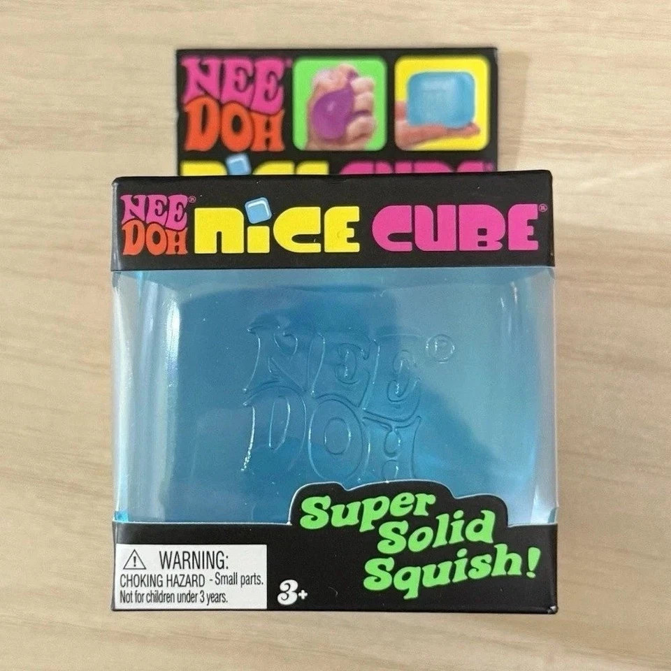 Nee Doh Nice Cube - Super Solid Squish! (Blue, Purple, Pink, Red, Orange) New