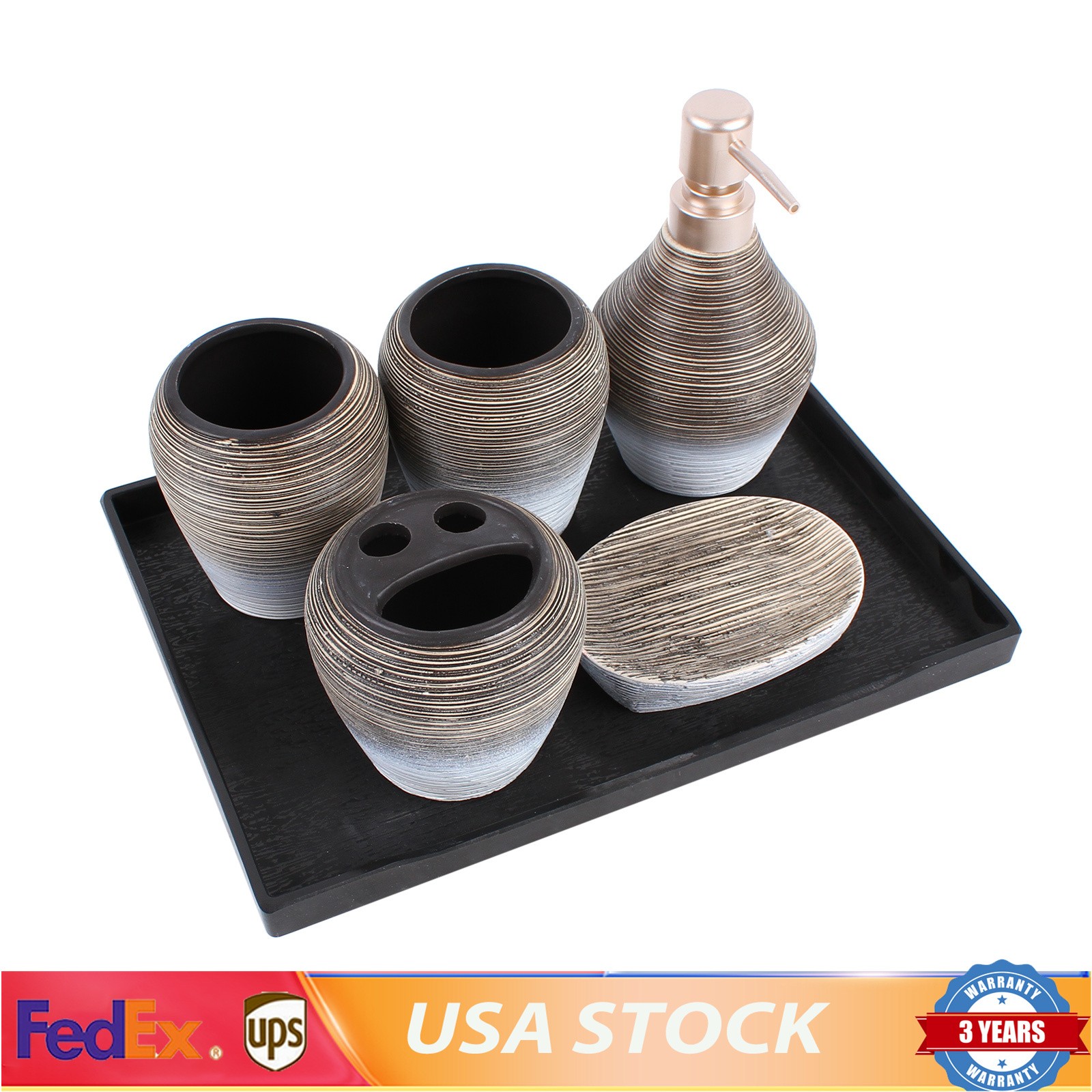 5pcs Bathroom Accessories Set Lotion Dispenser Holder Ceramic Hotel Bathroom