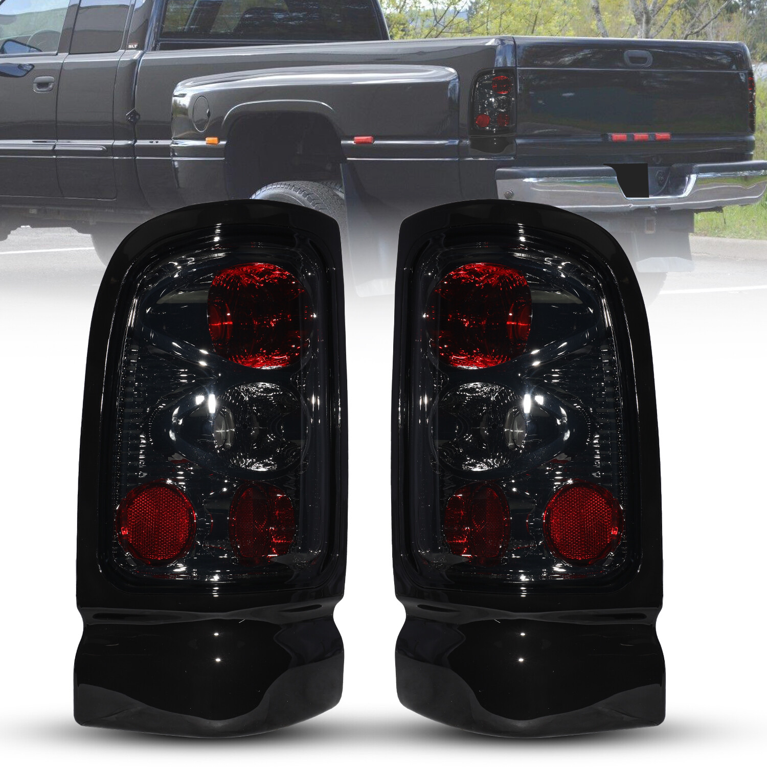 Smoke Lens Tail Lights Pairs For 1994-2002 Dodge Ram 1500 2500 3500 4000 Pickup
