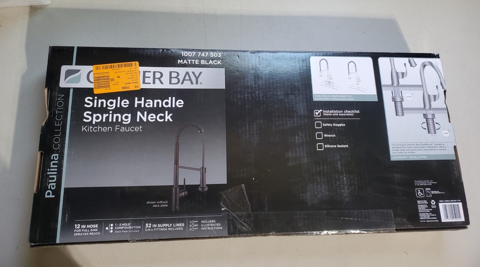 Glacier Bay 1 Handle Spring Neck Pull Down Sprayer Kitchen Faucet Matte Black