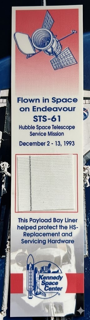 STS-61 HST PAYLOAD BAY LINER MISSION FLOWN IN SPACE RELIC ON BOOKMARK W/ STITCH