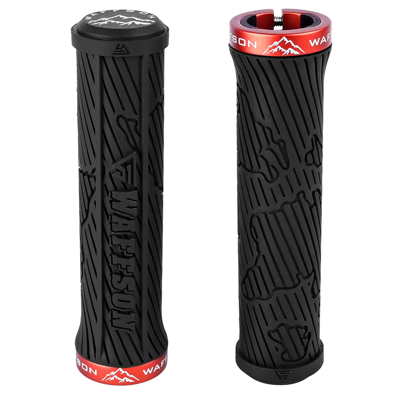WFS World Map MTB Grip – Lock-on , Anti-Slip , Single Clamp , Black x Red