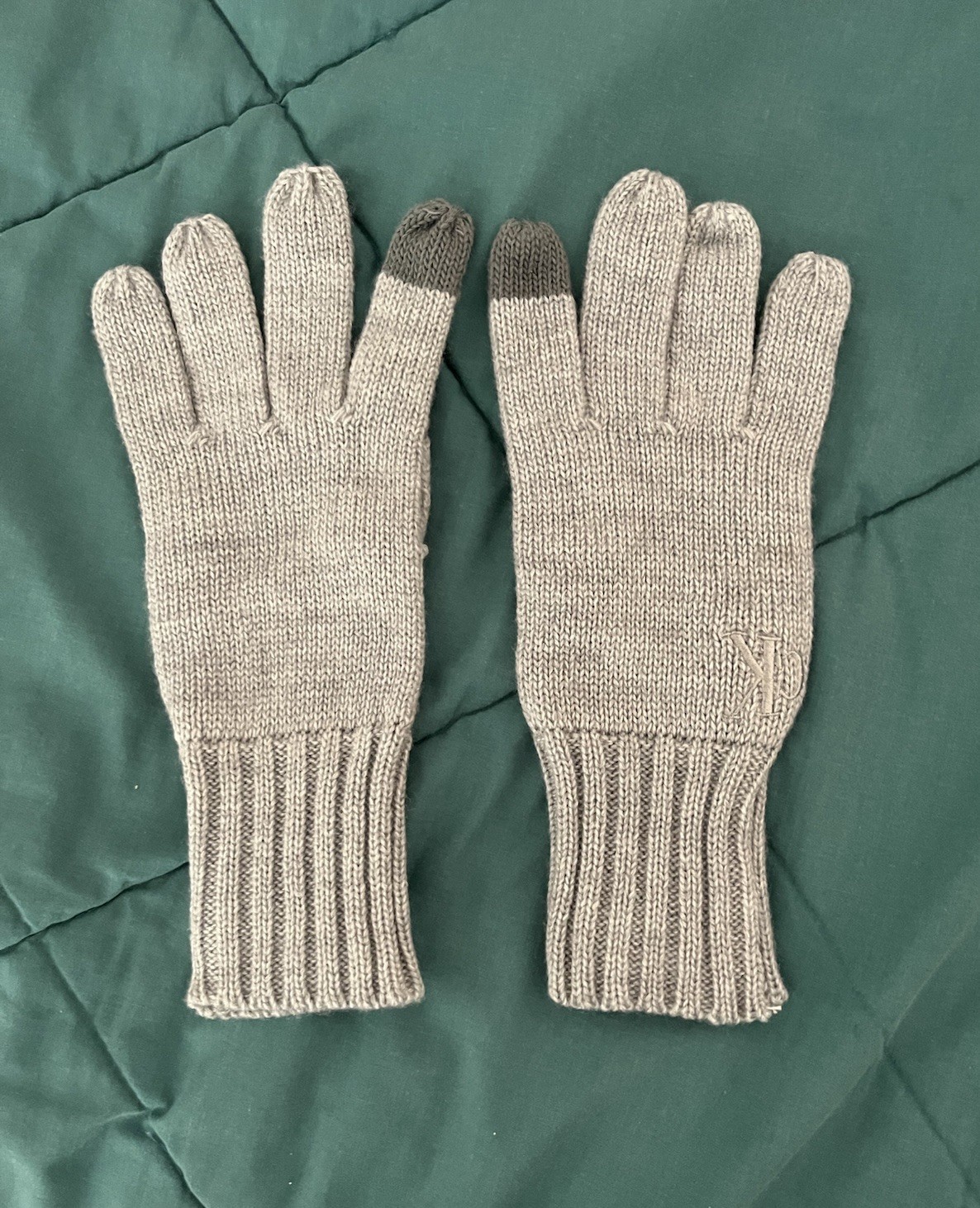 Mens Calvin Klein Gloves Light Gray Touchscreen Knit Onesize