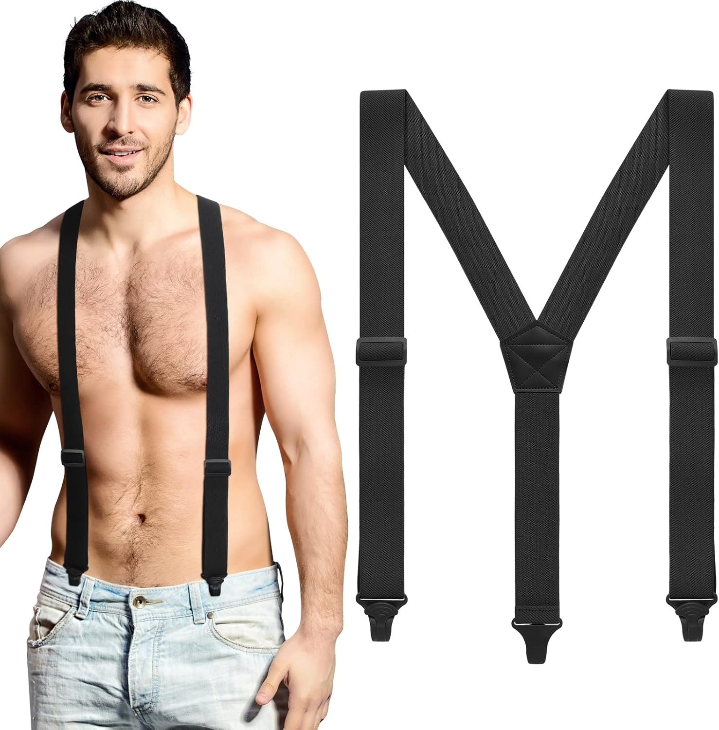 Jiuguva Men's Hidden Suspender Men Airport Friendly Straps Y Black
