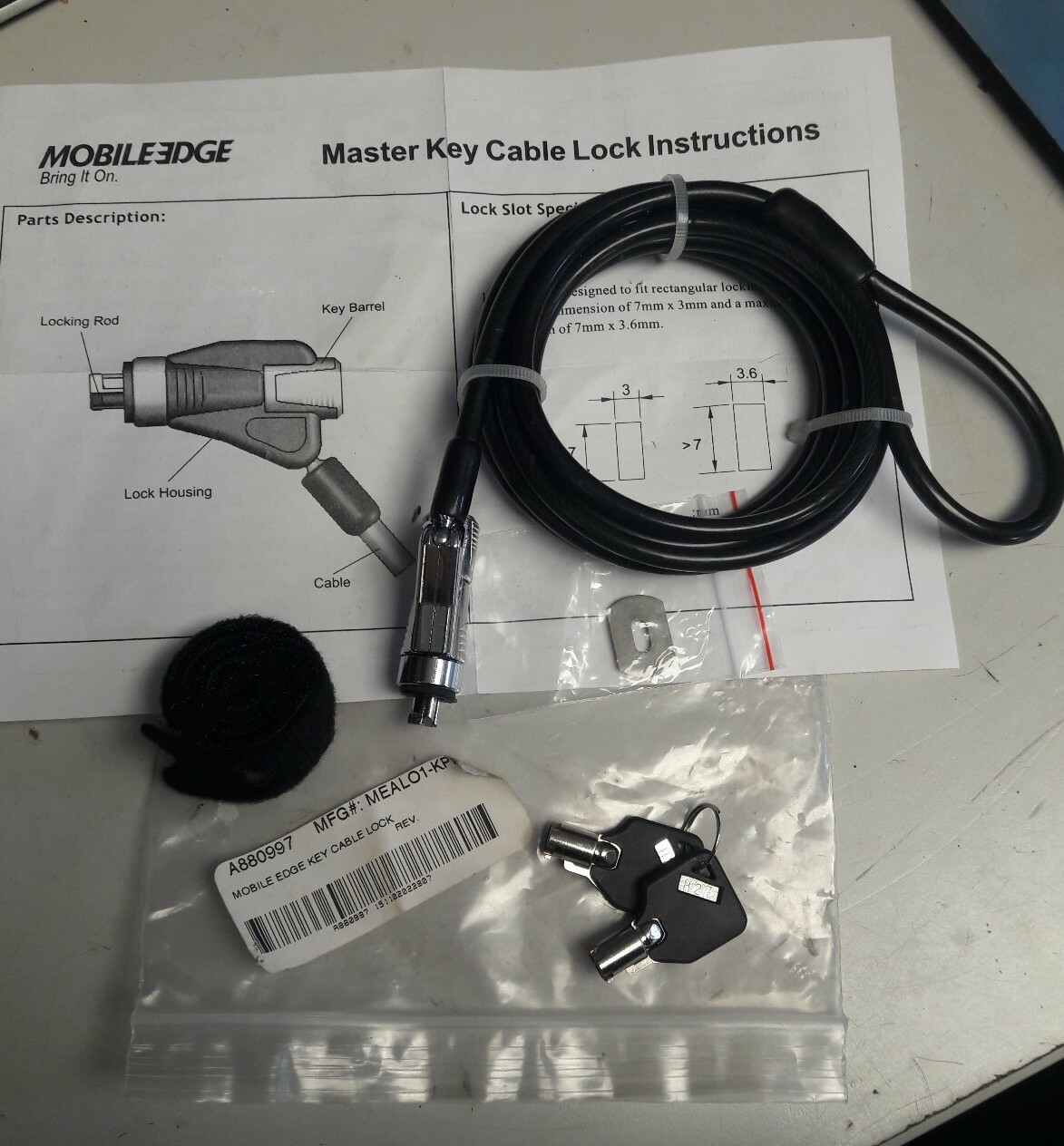 Mobile Edge MEALO1-KPMG Key Cable Laptop Lock
