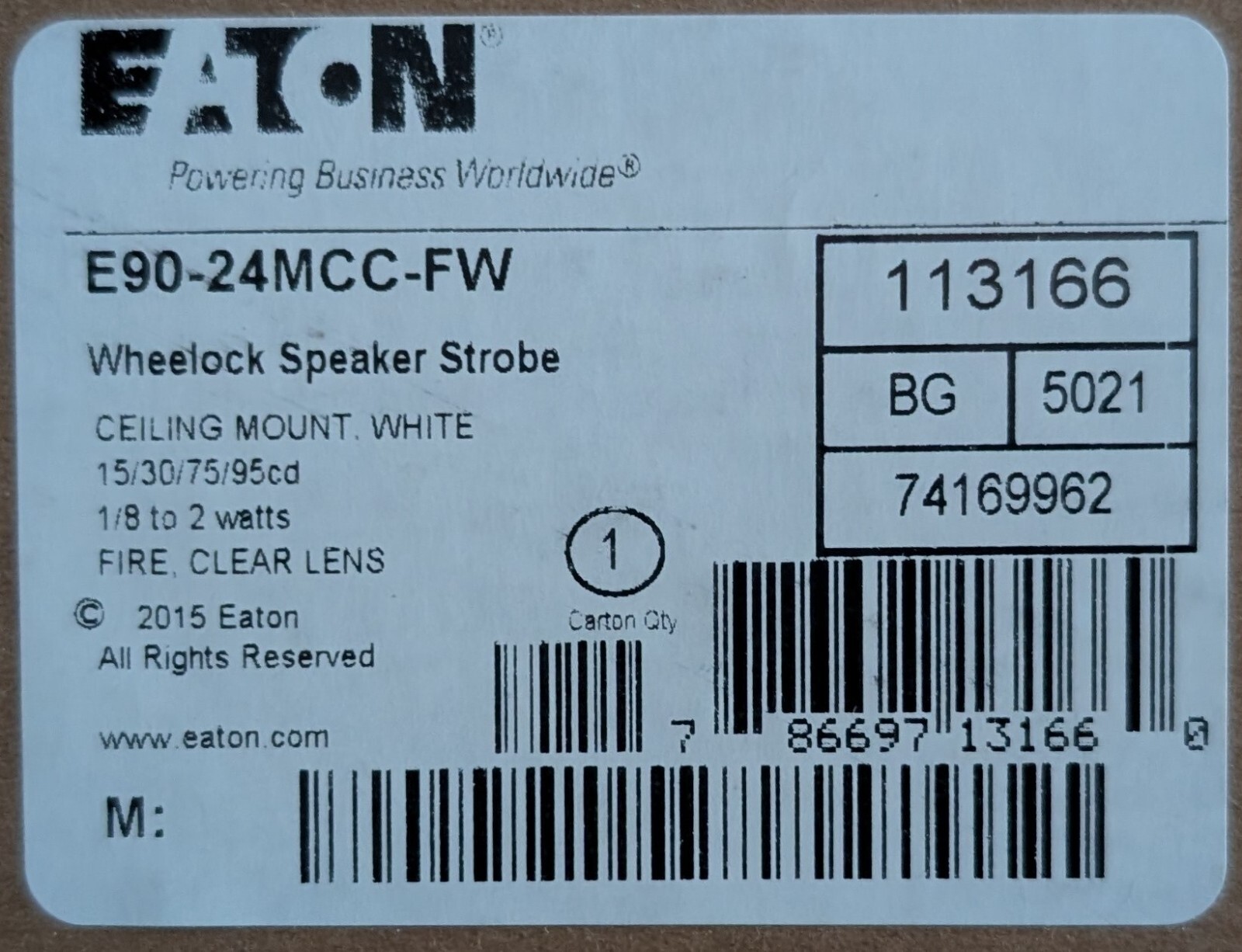 Cooper Wheelock E90-24MCC-FW - MANY AVAILABLE - SAME DAY SHIPPING