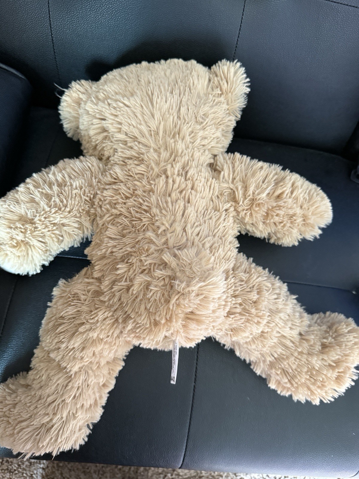 FAO Schwarz Bear Plush 18” Tan w/Red & Black Bowtie
