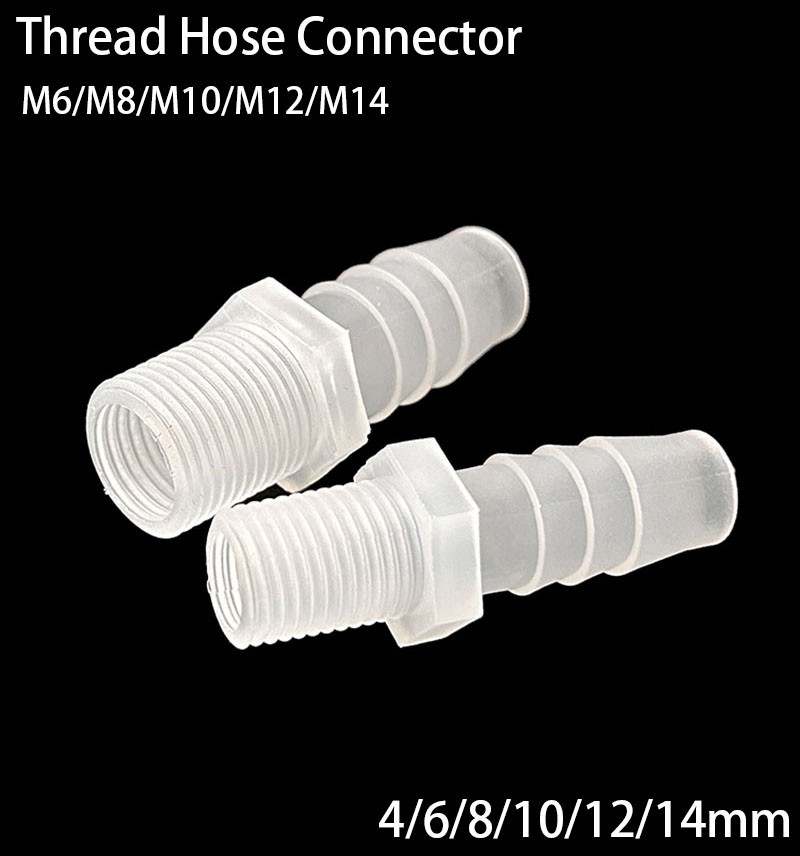 External Thread Straight Joint Tube Hose Pipe Plastic Tube Connector 4mm~14mm