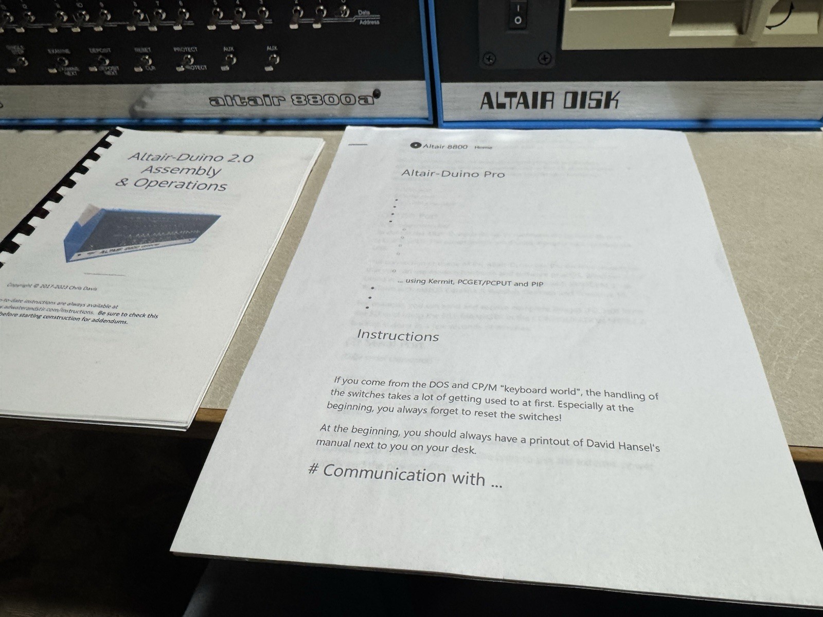 altair 8800 Clone / Altduino With Disk Drive