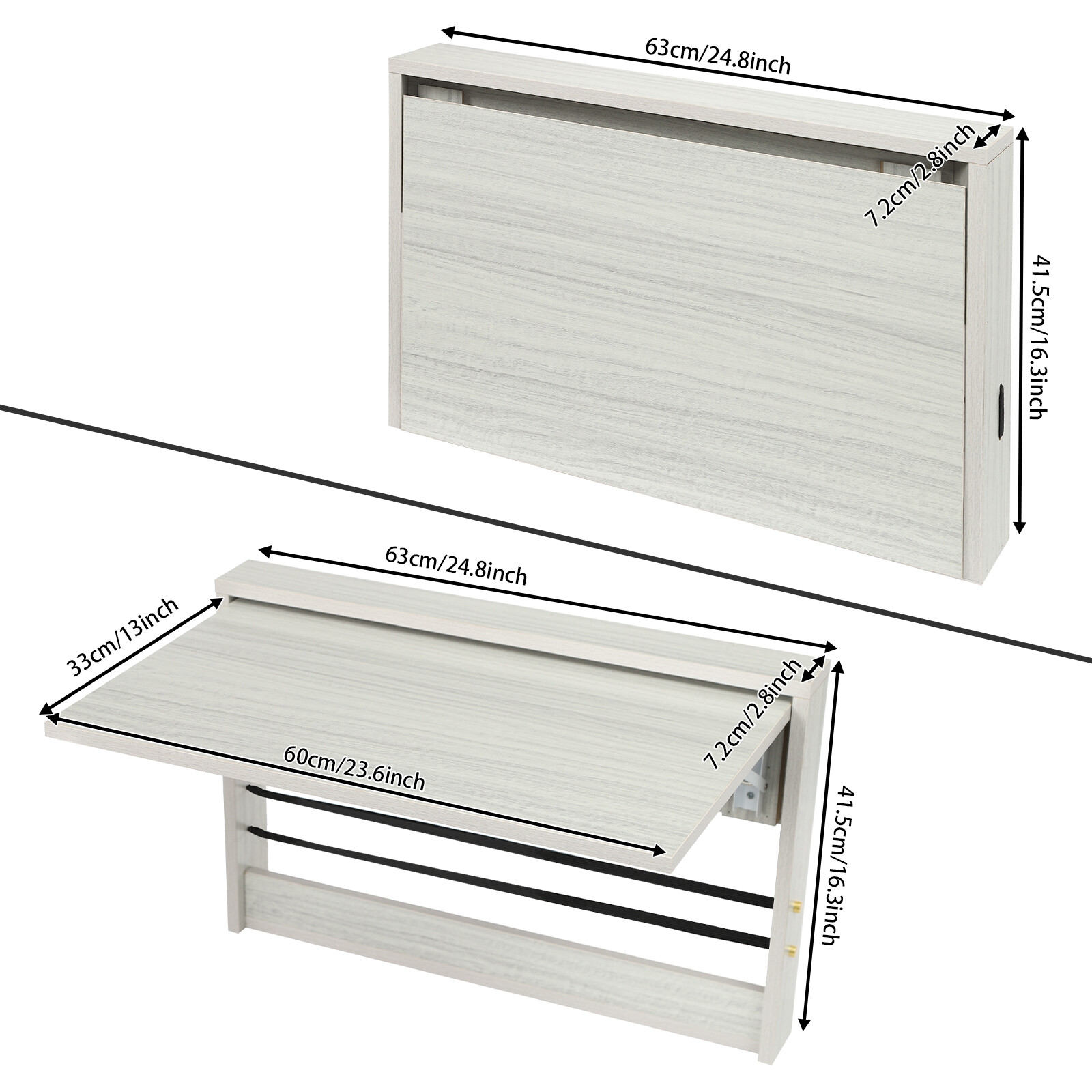 15 mm Wall-mounted Folding Table 90° Foldable Wall Table Fold Down Table NEW