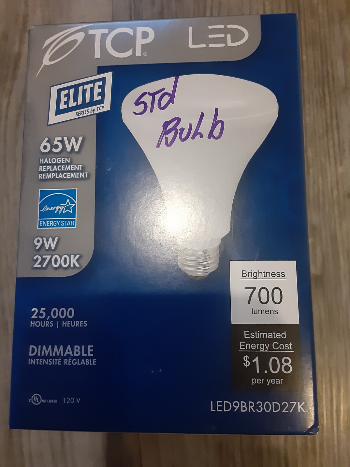 TCP LED BR30 9 Watt 65W Equal -700 Lumens - 2700K Energy Star bulb Dimmable