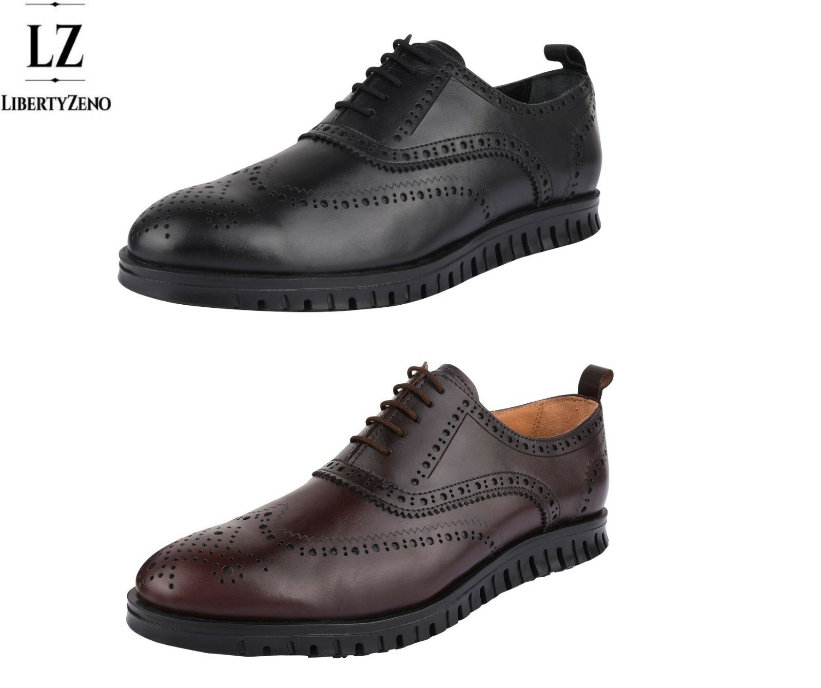 LIBERTYZENO Mens Genuine Leather Cushioned Lace Up Designer Mens Casual Sneakers