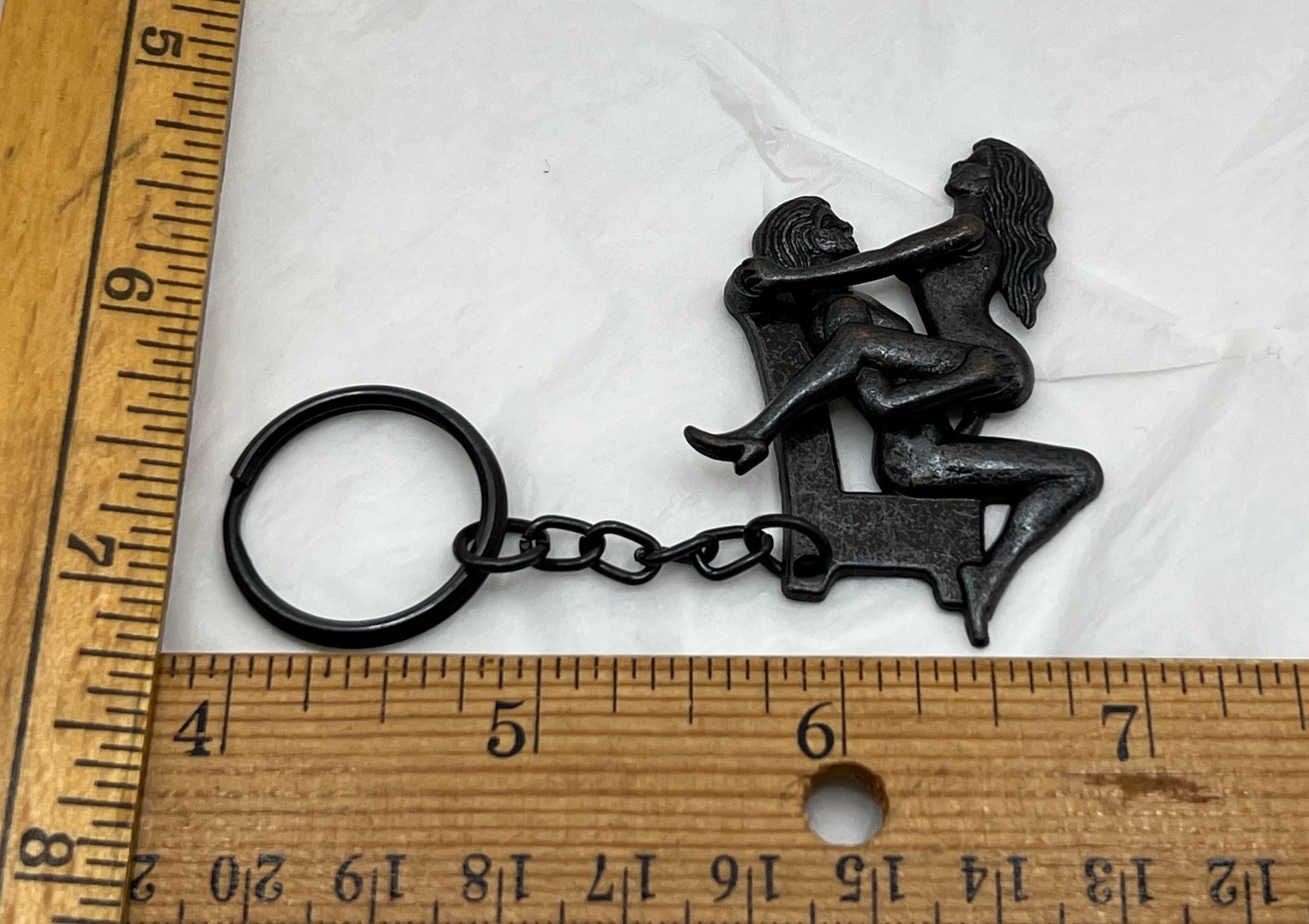 Vtg Man & Woman Movable Sex Position Adult Risque Humor Key Chain Made in Taiwan