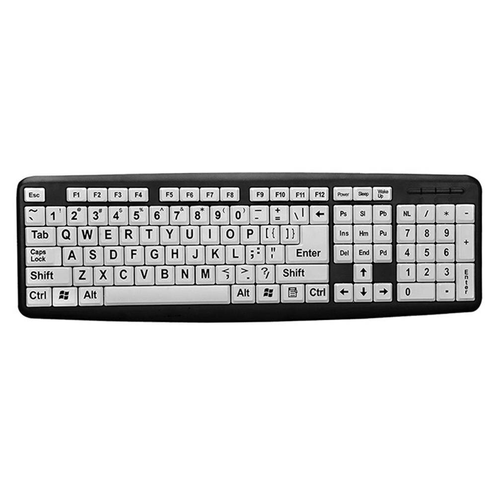 Large Print Wired Keyboard Desktop Laptops USB Seniors Elderly Visually Impaired