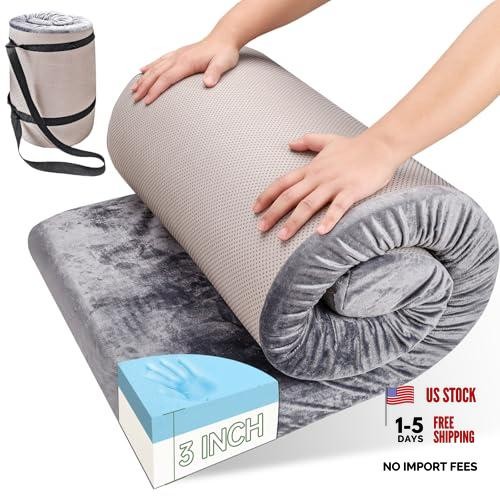 Memory Foam Camping Mattress pad,3 Inch Thick Floor Sleeping Mat Kid:62X26X 3"