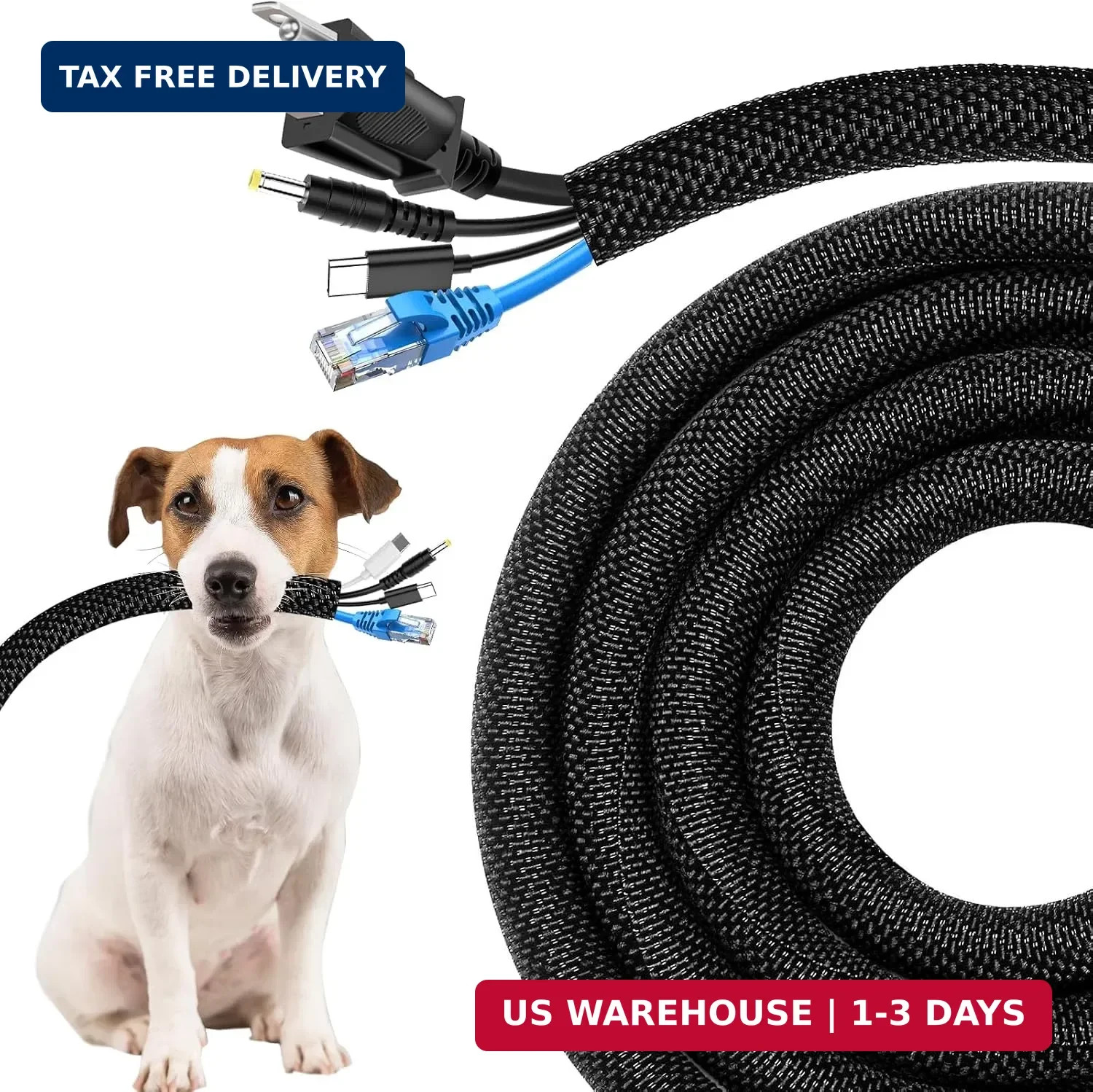 Secbolt Cord Protectors from Pets No Chew, 10FT - 1/2 Inch, Black | Durable Cord