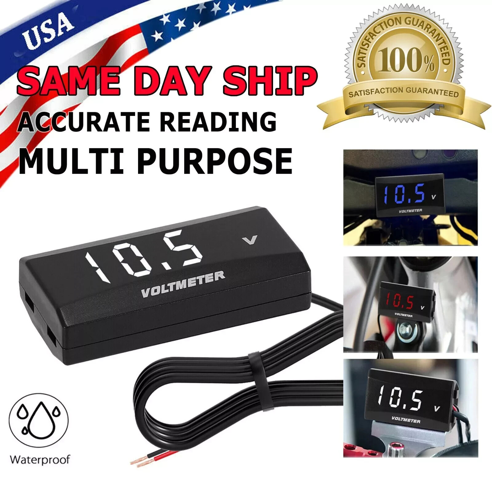12V Digital LED Display Voltmeter Voltage Gauge Panel Meter Car Motorcycle