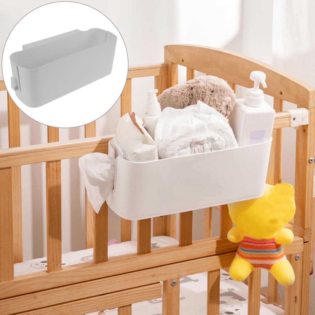 Bedside Caddy for Dorm Bed, Plastic Bedside Hanging Organizer with Side Hooks...