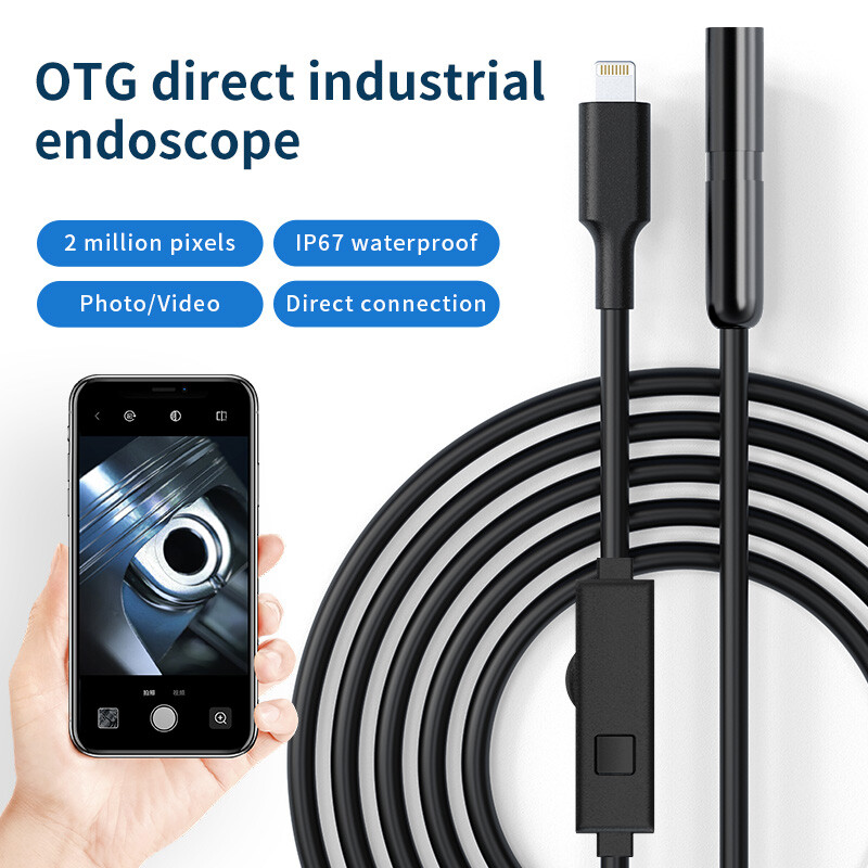 1M/2M/3/5M 8LED Endoscope Borescope 8mm Inspection Camera Scope for iPhone iOS