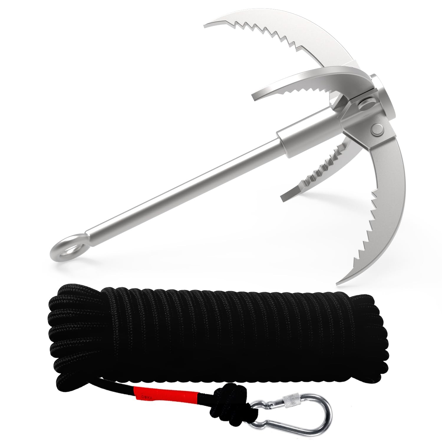 Stainless Steel Grappling Hook with 20m Rope for Camping, Hiking, Water Use