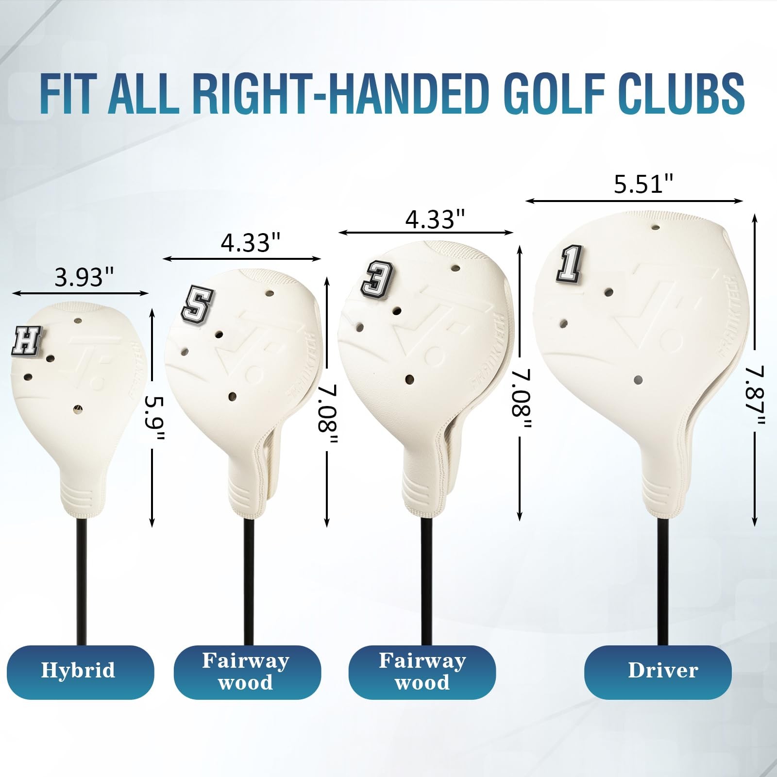 Golf Head Covers, EVA Plastic Golf Club Covers for Driver Fairway Woods Hybri...