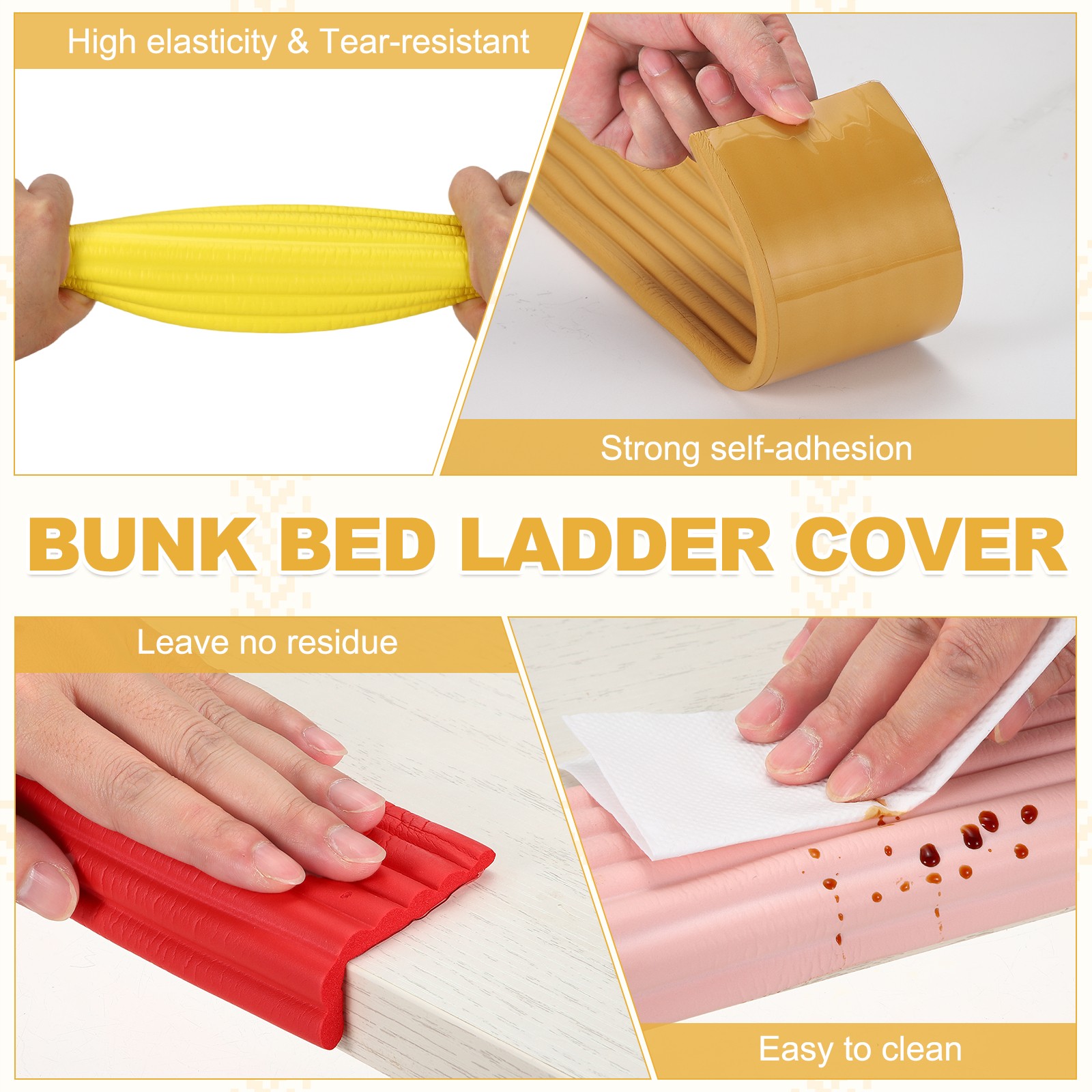 Bunk Bed Ladder Pad, (2m/6.5 Ft, Black)(2 Pcs), Bunk Bed Step Foam Padding