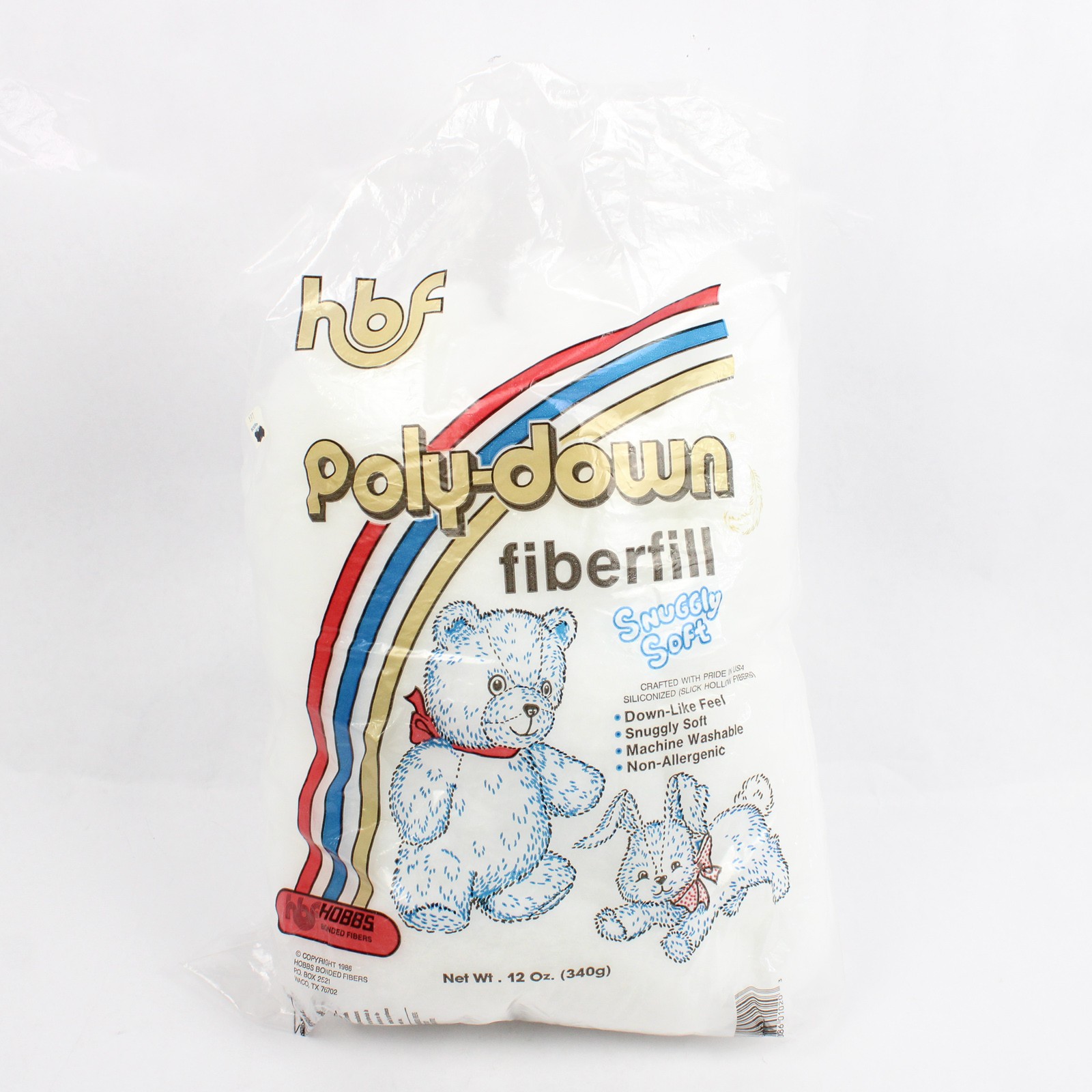 Hobbs Bonded Fibers Poly-Down Fiberfill Stuffing Snuggle Soft 12 oz Bag