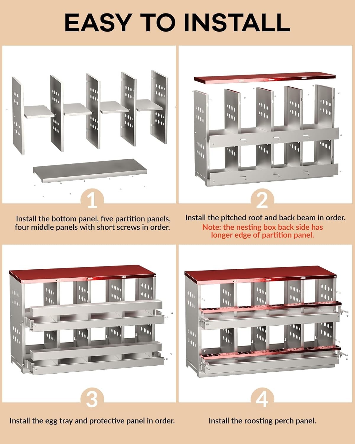 Metal Chicken Nesting Box for Laying Eggs Rustproof Wall-mountable Laying Boxes