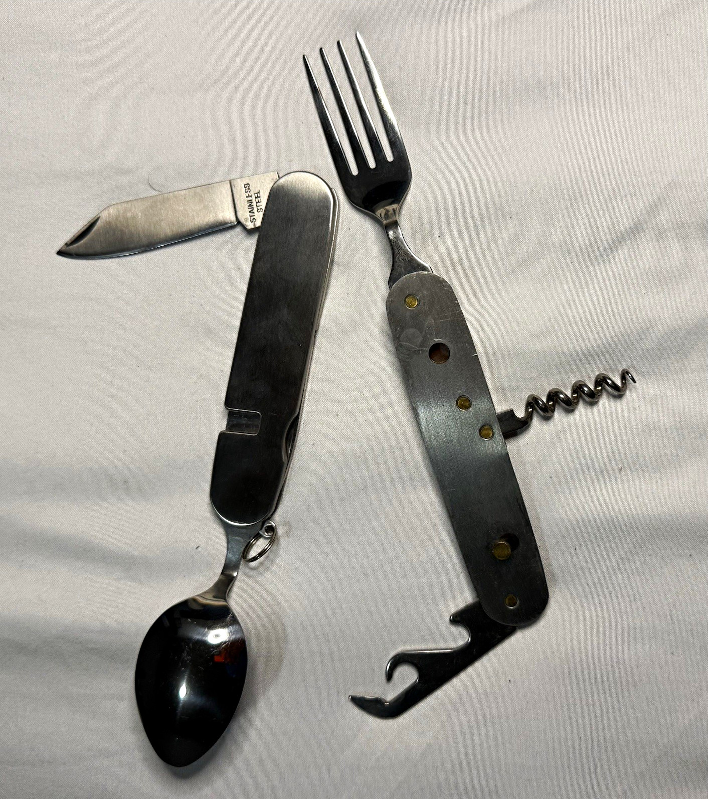 Protocol Stainless Steel Camping Utensil Multi-Tool w/ Sheath, 6 Tools